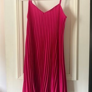 SHEIN Pink Pleated Midi Dress